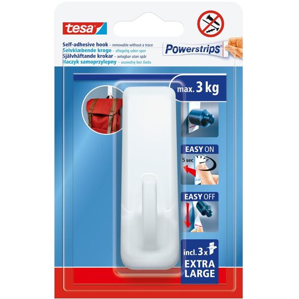HACZYKI SAMOPRZYLEP.POWERSTRIPS 1 SZT.PROSTOKĄTNY DUŻY BIAŁY
