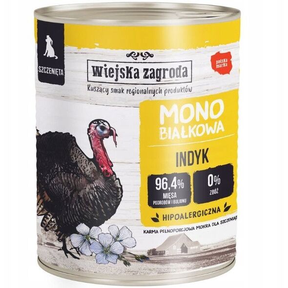 Karma mokra dla psa Monobiałkowa Indyk (szczeniak) 800g