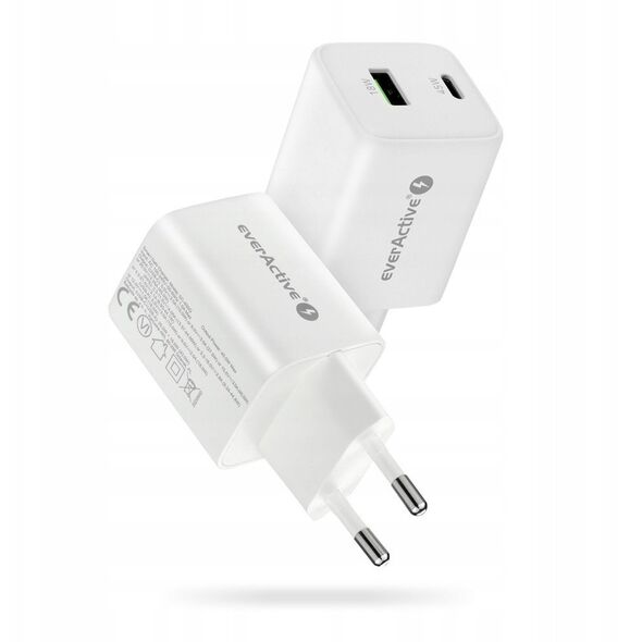 Ładowarka sieciowa GaN 1X USB, 1X USB-C 45W QC4+ PD Biała