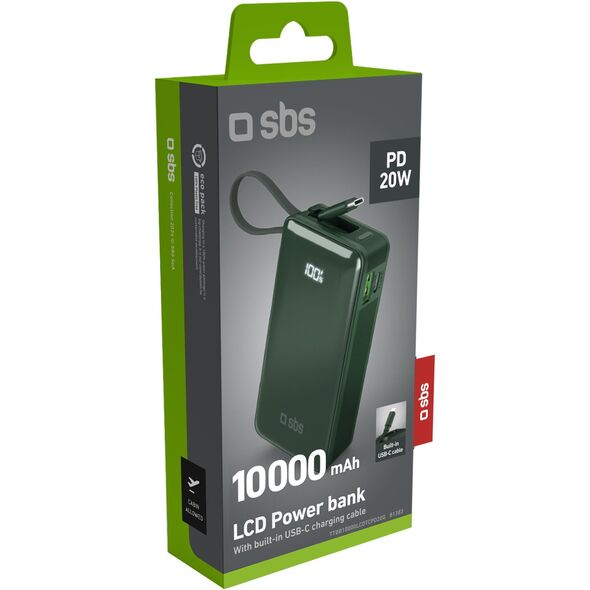 SBS LCD Power Bank  10000  mAh  zala - Portativais barosanas avots