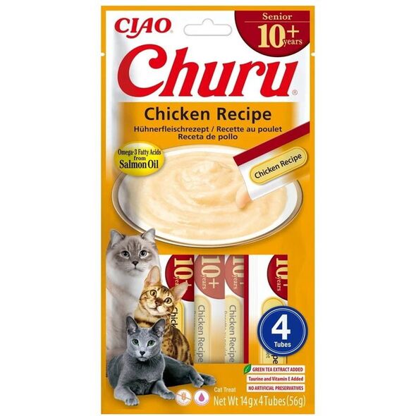 INABA CAT CHURU SENIOR ΚΟΤΟΠΟΥΛΟ λιχουδιά για γάτες 4x14g (56g)