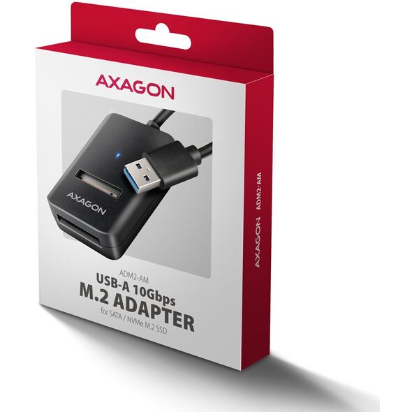 ADM2-AM Adapter USB3.2 Gen 2 M.2 NVMe/SATA SSD 10Gbps 10cm USB-A cable