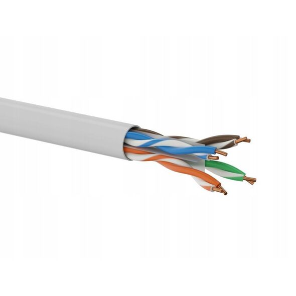 Kabel U/UTP kat.6, sieciowy, skrętka, PVC, Eca 4PR, 1Gb/s (10Gb/s do 55m), gwarancja 10 lat, szary, 100m - Q-LANTEC