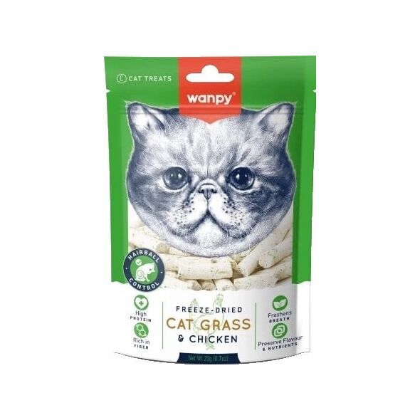 WANPY KOT 20g FREEZ-DRIED CAT GRASS &     CHICKEN