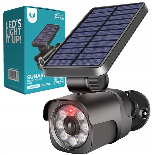 SUNARI saulės lempa LED FLS-25 SMD PIR manekeno kamera 4W 300lm 6000K 1500mAh Li-Ion"Forever" šviesiai