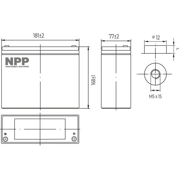 Akumuliatorius NPP LFP LiFePO4 12.8V 30Ah T12