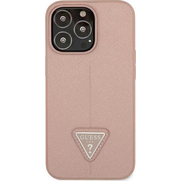 Guess Etui Guess do iPhone 14 Pro Max 6,7" różowy/pink hardcase SaffianoTriangle Logo