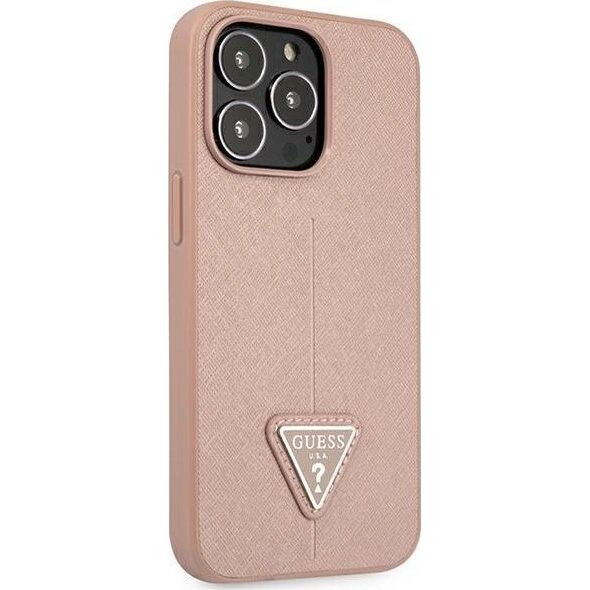 Guess Etui Guess do iPhone 14 Pro Max 6,7" różowy/pink hardcase SaffianoTriangle Logo