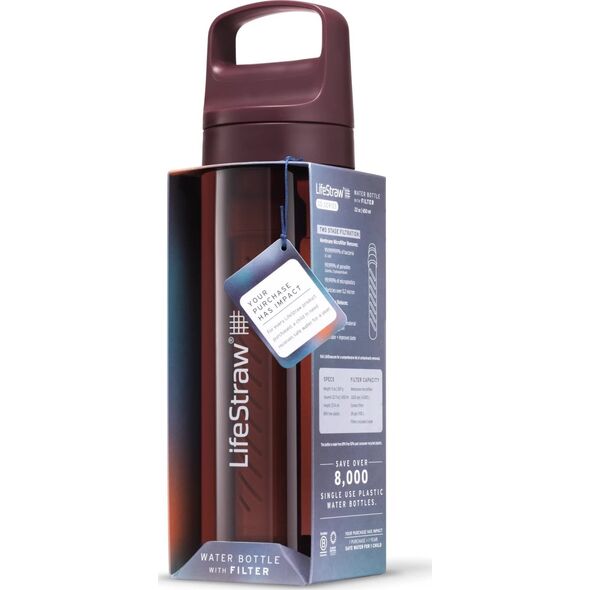 LifeStraw LifeStraw Go 2.0 Czerwona butelka filtrująca 0,65L Merlot Me Away