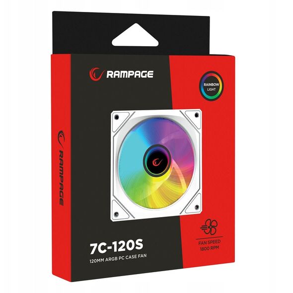 Rampage Wentylator do obudowy 120MM 1800RPM Infinite loop ARGB biały PWM