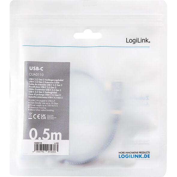 Kabel USB3.2 gen2 TypeC do USB-C/F, PD, 0.5m