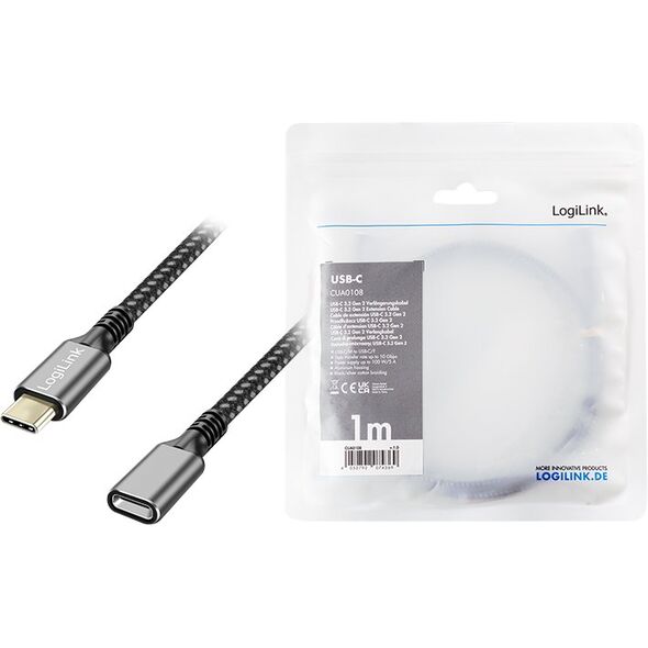 Kabel USB3.2 gen2 TypeC do USB-C/F, PD, 1m