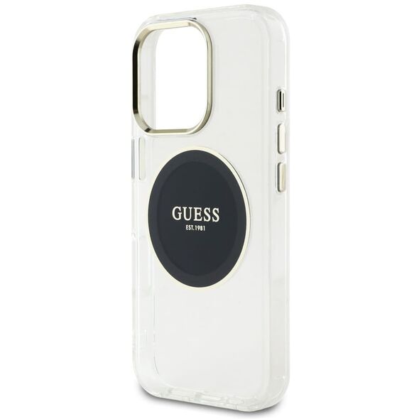 Etui Guess IML Metal Colored Circle Classic Logo MagSafe do Apple iPhone 16 Pro czarny