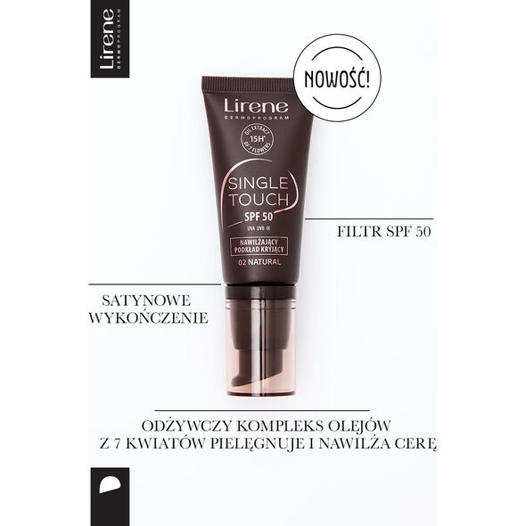 Lirene Single Touch SPF50 Nawilżający podkład kryjący 01 Ivory,  30 ml
