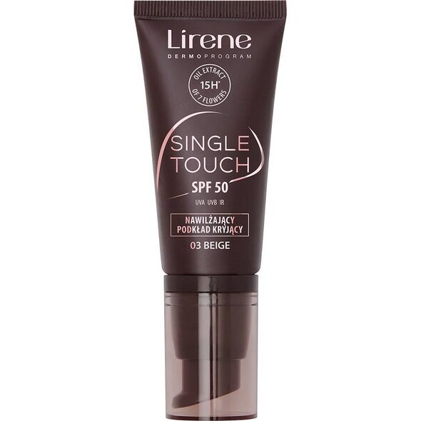 Lirene Single Touch SPF50 Nawilżający podkład kryjący 03 Beige, 30 ml