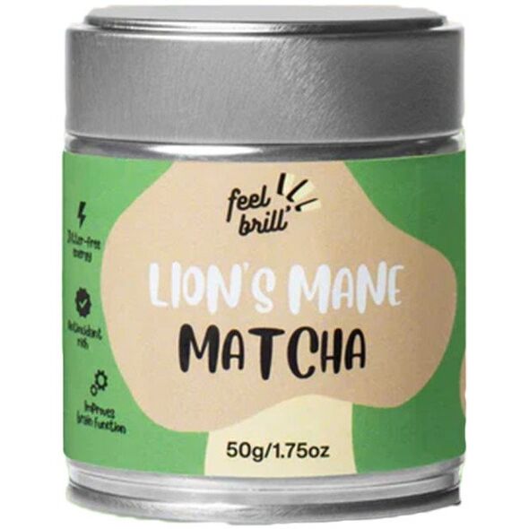 Matcha πράσινο τσάι με lion's mane Feel Brill, 50 g
