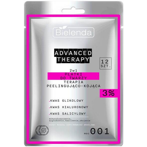 Bielenda Advanced Therapy Płatki do Twarzy 2w1 Terapia Peelingująco-Kojąca 2,5% 12 Sztuk