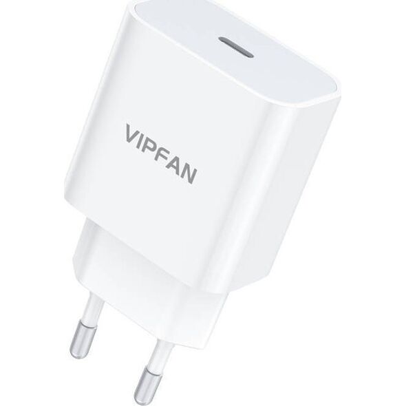 Kabel USB Vipfan Ładowarka sieciowa Vipfan E04, USB-C, 20W, QC 3.0 + kabel Lightning (biała)