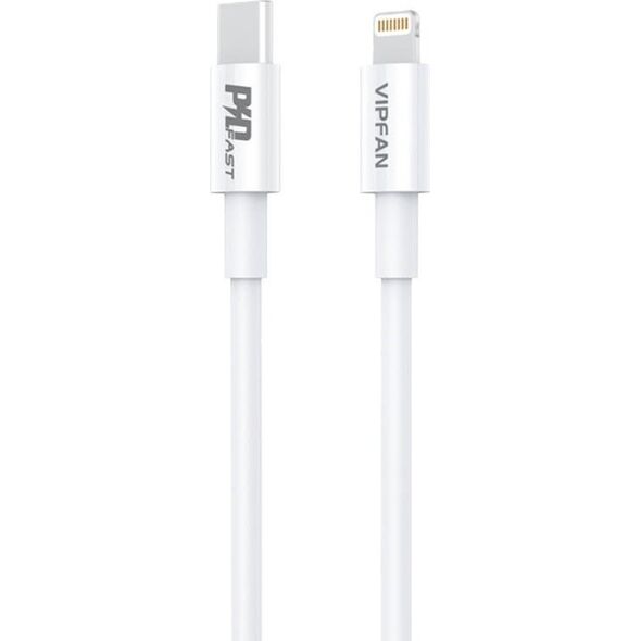 Kabel USB Vipfan Ładowarka sieciowa Vipfan E04, USB-C, 20W, QC 3.0 + kabel Lightning (biała)