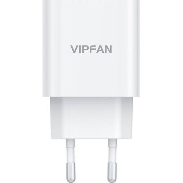 Kabel USB Vipfan Ładowarka sieciowa Vipfan E04, USB-C, 20W, QC 3.0 + kabel Lightning (biała)