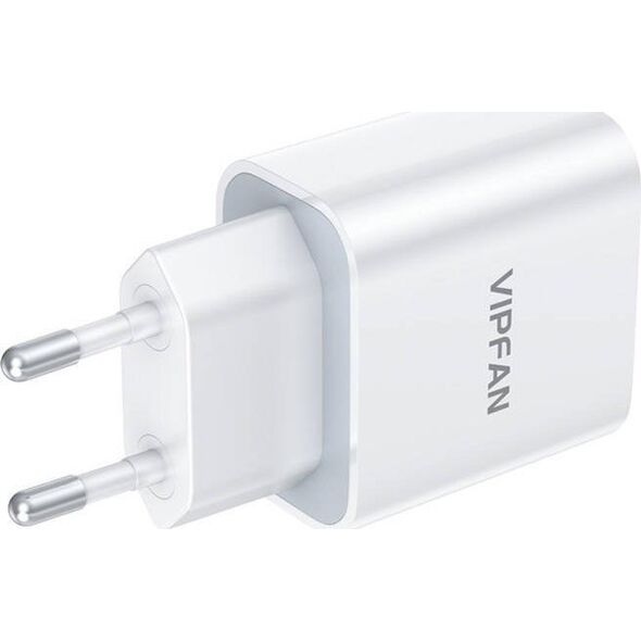 Kabel USB Vipfan Ładowarka sieciowa Vipfan E04, USB-C, 20W, QC 3.0 + kabel Lightning (biała)