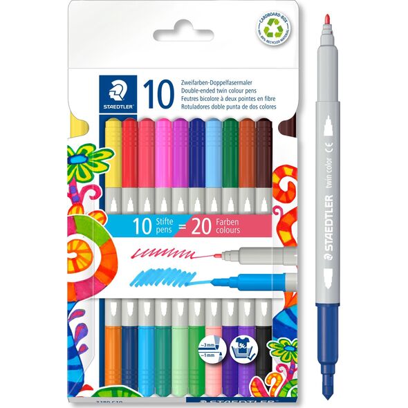 Staedtler Flamastry dwustronne 10 szt 20 kolorów Staedtler