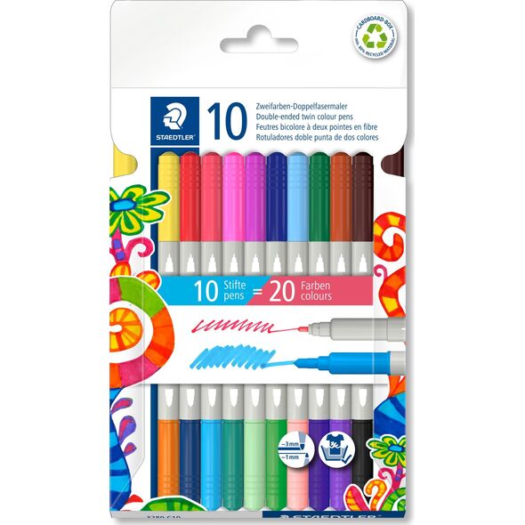 Staedtler Flamastry dwustronne 10 szt 20 kolorów Staedtler