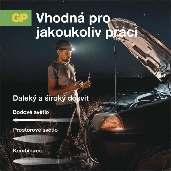 Latarka GP Latarka czołowa z czujnikiem ruchu 375lm, 110m, 4 tryby - GP DISCOVERY CHW54