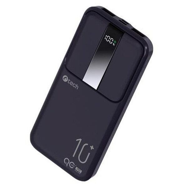 C-TECH Powerbanka 10000mAh, Li-Pol, 22,5W, USB-C/USB-A/micro USB