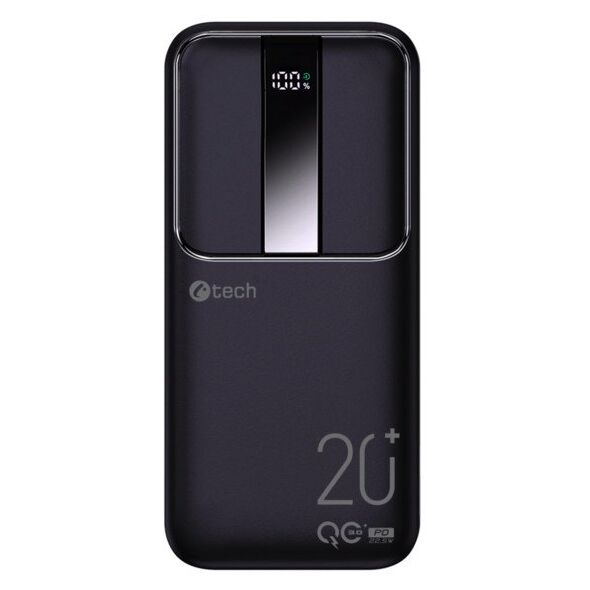 C-TECH Powerbanka 20000mAh, Li-Pol, 22,5W, USB-C/USB-A/micro USB