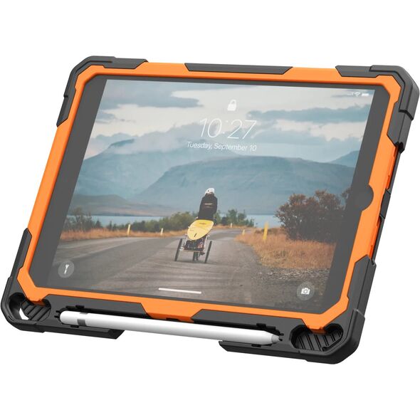 UAG Plasma HS Kickstand - obudowa ochronna z uchwytem do Apple Pencil, uchwytem na dłoń oraz podstawką do iPad 10.9" 10 generacja / 11" (A16) (orange/black)