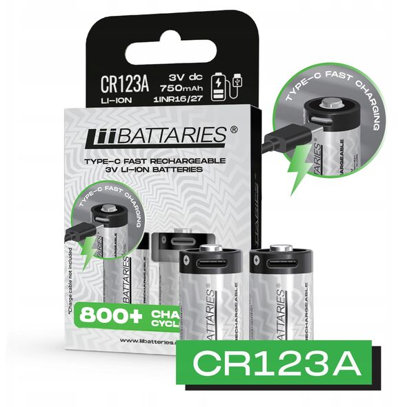 Akumulator LiiBatteries CR123A 750mAh bl./2szt USB-C