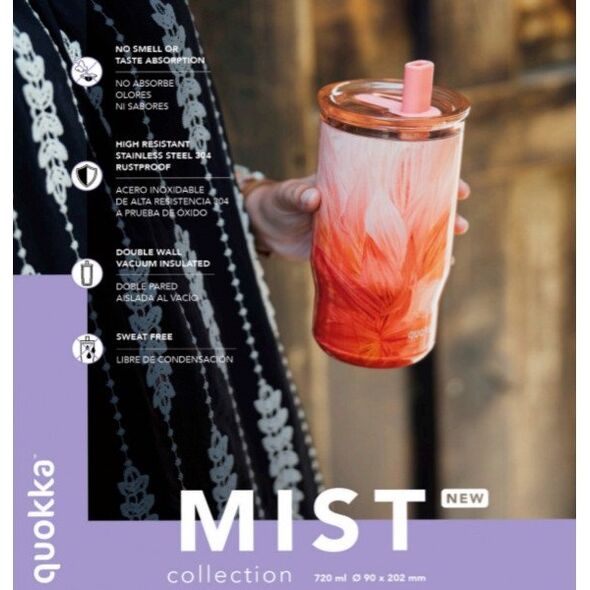 Quokka Mist - Kubek termiczny ze stali nierdzewnej 720 ml ze słomką (Violet Blooms)