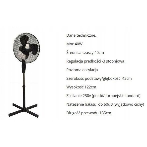 VOLTENO WENTYLATOR PODŁOGOWY BIAŁY 40cm PODSTAWA KRZYŻAK