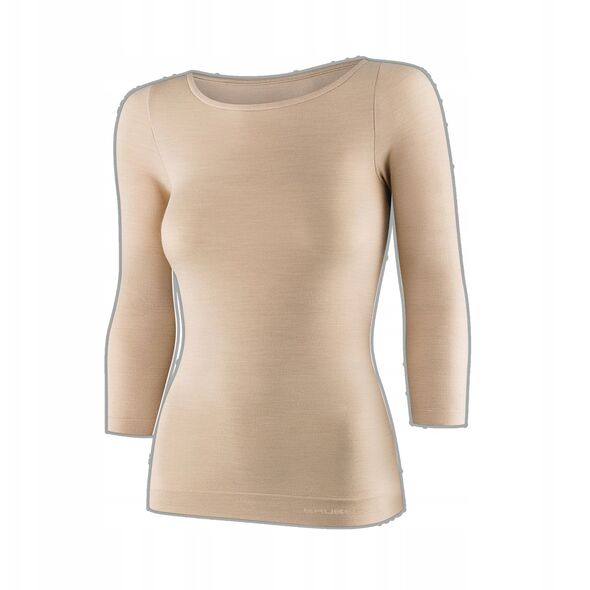LS1628W Koszulka damska z rękawem 3/4 COMFORT MERINO beżowy S