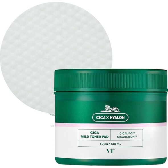 Vt cosmetics VT Cosmetics Płatki łagodząco-złuszczające z tonikiem Cica Mild Toner Pad - 60 sztuk