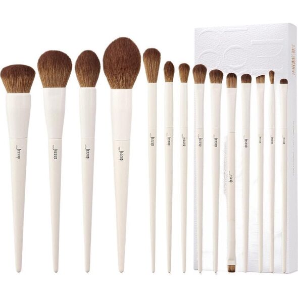JESSUP Luxury Light Gray Comprehensive Brush zestaw pędzli do makijażu oczu i twarzy T329 14szt.