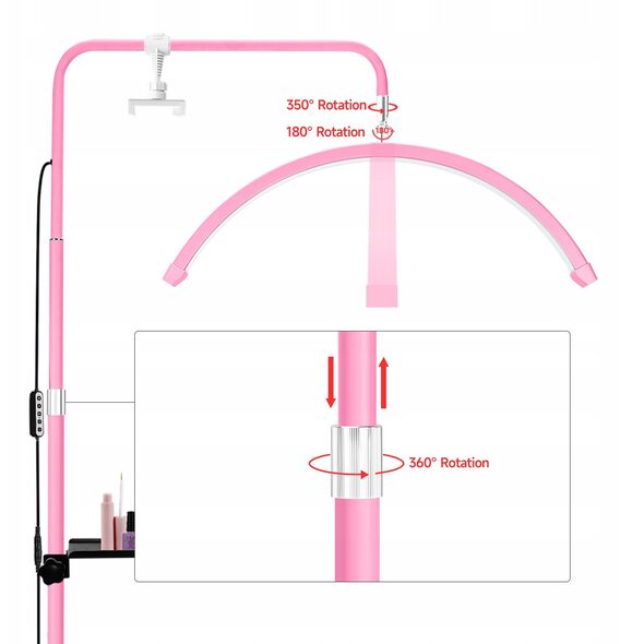 Lampa Led Kosmetyczna Bezcieniowa Moon Do Makijażu Paznokci Rzęs 45w +pilot / Gx580pro Biały