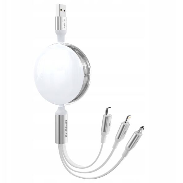 Kabel Zwijany 3w1 1,2m 3a Microusb Type-c Ligtning Iphone Na Usb-a Telefon / Triple Sync