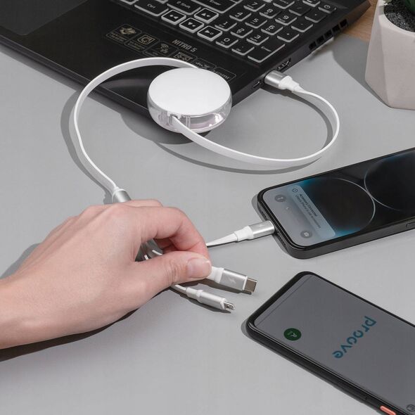 Kabel Zwijany 3w1 1,2m 3a Microusb Type-c Ligtning Iphone Na Usb-a Telefon / Triple Sync