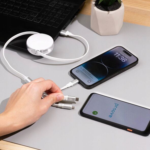 Kabel Zwijany 3w1 1,2m 3a Microusb Type-c Ligtning Iphone Na Usb-a Telefon / Triple Sync