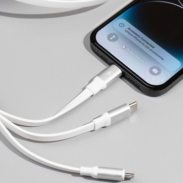 Kabel Zwijany 3w1 1,2m 3a Microusb Type-c Ligtning Iphone Na Usb-a Telefon / Triple Sync