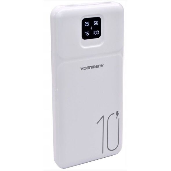 POWER BANK DENMEN BATERIA AWARYJNA 10000mAh BIAŁY DP38 USB + TYP-C