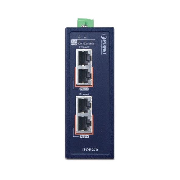 PLANET IPOE-270 switch obsługa PoE Niebieski