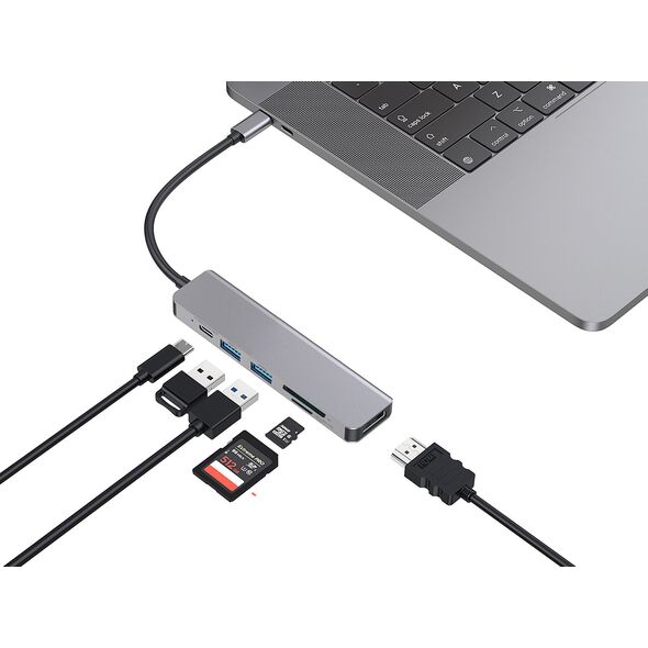 CONCEPTRONIC Dock USB-C->HDMI,2xUSB-A,SD/TF,100WPD,+ 15cm gr