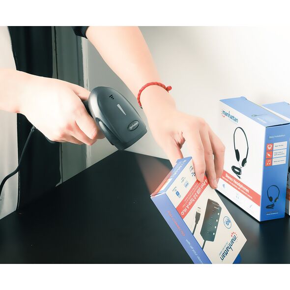 MANHATTAN 2D LED Barcodescanner 320mm 1,4m USB-Kabel schwarz