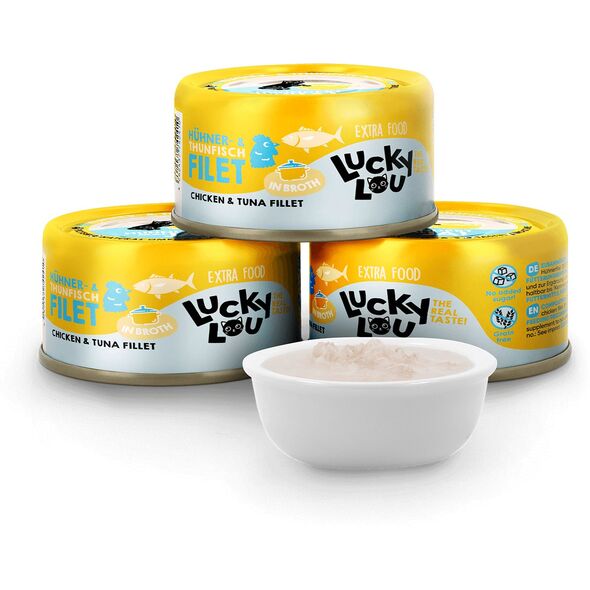 Lucky Lou Extrafood Kurczak i tuńczyk w bulionie puszka 70g