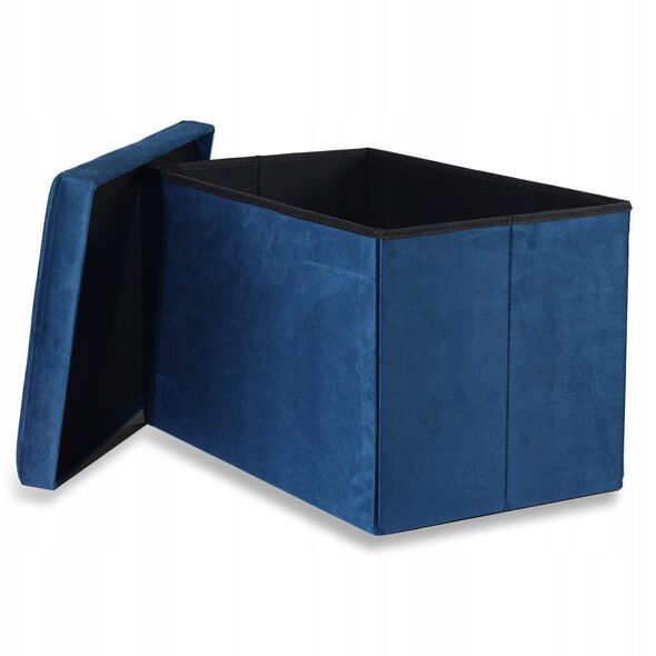 Pufa składana XL z guzikami - 60x38x38cm aksamit granat
