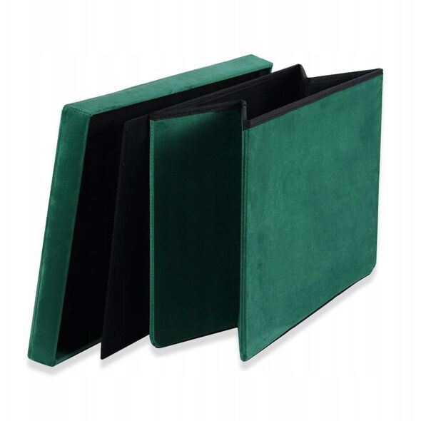 Pufa składana XL z guzikami - 60x38x38cm aksamit zielona