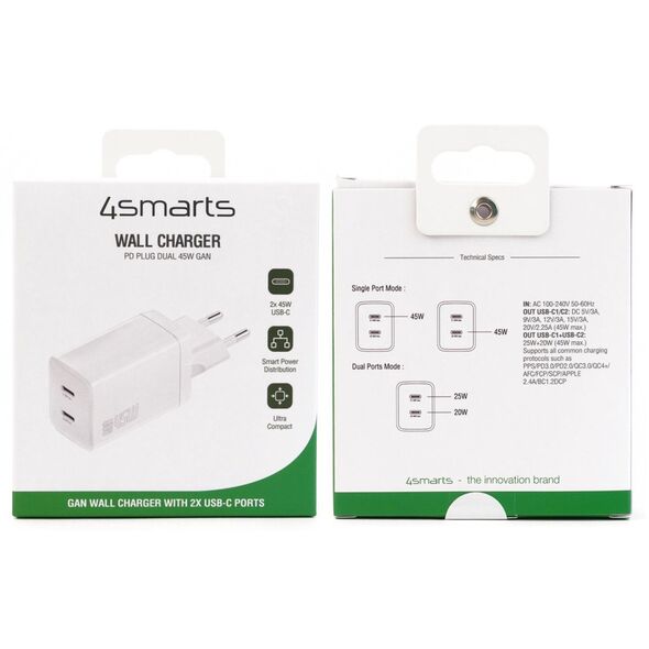 4smarts Ladegert PDPlug Dual 45W GaN 2xC. wei